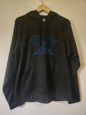 Vortex Optics Black Performance Pullover Hoodie Blue Embroidered Logo Men's Sz S